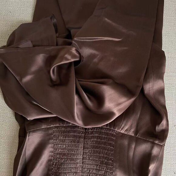 BEST Reformation Frankie Silk Maxi Dress Sz4 Cafe Chocolate Cocktail Party Forma - Picture 9 of 10